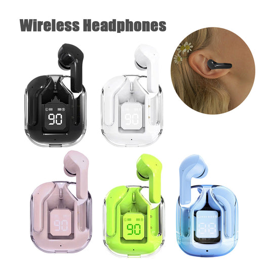 Mini Transparent Bluetooth Earbuds – ENC Noise Reduction & Digital Display