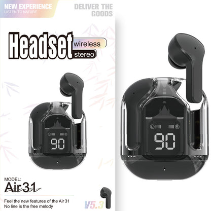 Mini Transparent Bluetooth Earbuds – ENC Noise Reduction & Digital Display