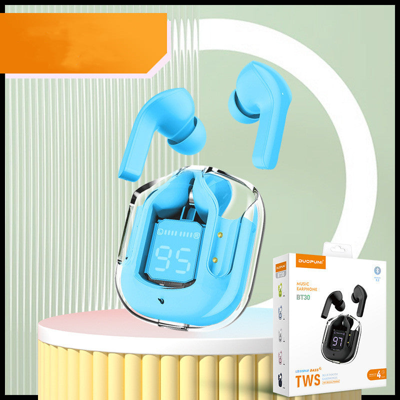 Mini Transparent Bluetooth Earbuds – ENC Noise Reduction & Digital Display